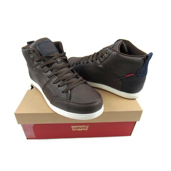 Levi's Gilles Millstone 2 Tone Brown/Navy Boys High Top Sneakers Size 6 M New - Picture 2 of 8